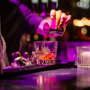 Bartender making cocktails